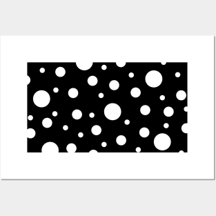 White on Black Polka Dot Pattern Posters and Art